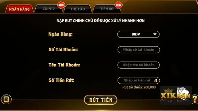 Các bước rút tiền tại Xik888 cơ bản